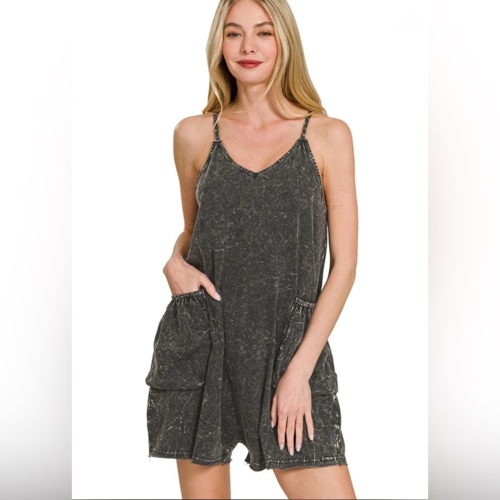 Brand New Zenana Acid Wash Romper